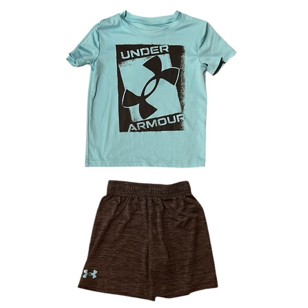 Under Armour Shorts & Shirt Set Blue/Gray Size 4